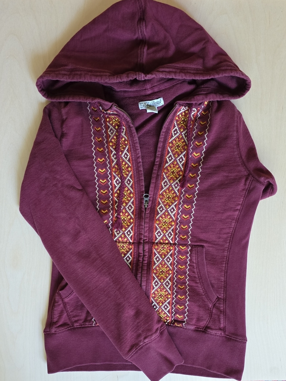 Lucky Brand Tribal Pattern Zip Up Sweater
